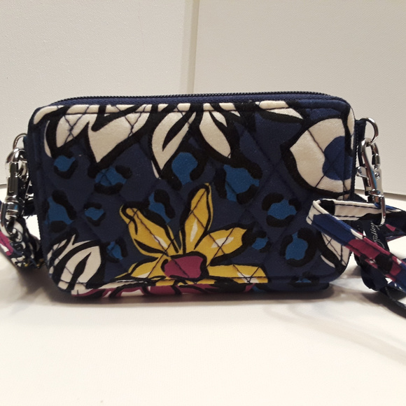 Vera Bradley Mini Crossbody Blue Yellow White - Picture 1 of 5